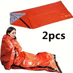 TEMU 2개 야외용 따뜻한 침낭 | 휴대 용이, 캠핑, 여행 및 등산에 적합, 찢어짐 방지 PE 소재
