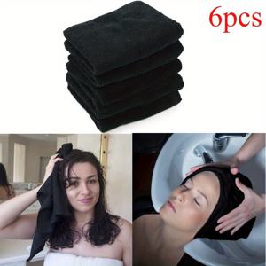 TEMU 6개 세트의 부드러운 초극세사 타월, 검은색 살롱 핸드 타월 (11.81X27.56인치), 헤어 살롱, 헬스장, 욕실 및 가정 관리에 적합