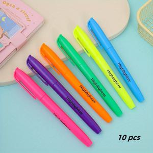 TEMU 10색 하이라이터, 소프트 콘 팁, 비독성 방수, 사무실, 학교 및 가정용 - 이상적인 공부 용품 및 개학 필수품, 학교용 하이라이터 펜, 컬러 하이라이터, 하이라이터 세트, 학교 용품, 오후마 마커, 마커 세트
