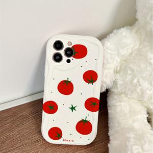 TEMU 핫 코리안 귀여운 토마토 캐릭터 폰 케이스 - 아이폰 17 16e 16 15 14 13 12 11 미니 프로 맥스 에어 X XR XSMAX 8 7 플러스용 방수 소프트 TPU 백커버