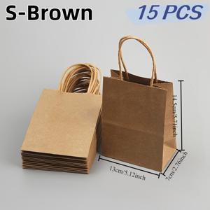 TEMU 재사용 가능한 헤비듀티 갈색 크래프트 종이 봉투, 튼튼한 골판지 손잡이 - 식료품, 소매, 파티 및 보석 포장 - 넓은 바닥 (≤4.5인치) & 튼튼한 측면 (>2.5인치) 소규모 비즈니스 용품, 선물 상자