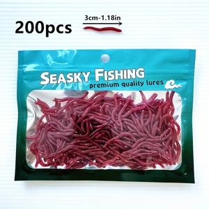 TEMU 200개 빨간 벌레 미끼, 겨울 낚시용 인공 미끼, 강한 냄새가 나는 PVC 재질의 물고기 미끼, 낚시 용품용 미세 벌레 및 파리, 강, 호수 및 바닷물 및 담수 모두에 적합, 검은 물고기, 배스에 효과적