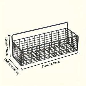 TEMU 욕실 벽용 금속 수납 랙 1개, 무손실 스티커 2개 무료 제공, 화장품 보관용으로 디자인, 간편한 흑백 직사각형 격자 특징|욕실선반