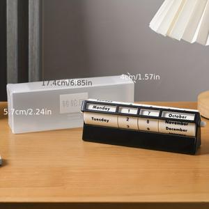 TEMU 메탈 회전식 퍼페추얼 캘린더, 창의적인 디자인 신상 데스크 캘린더 (월, 날짜, 요일 표시), 빈티지 스타일 비즈니스 데스크 데코, 미니멀 오피스 데스크 액세서리, 창의적인 홈 데코, 블랙 & 화이트 2색 선택 가능, 친구를 위한 독특한 선물, 6.5*2.17*1.42인치|2025년달력