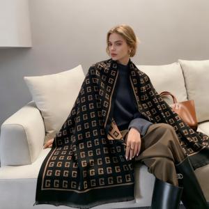 TEMU 플러스 사이즈 새로운 숄 재킷 레터 스카프 두꺼운 겨울 다용도 숄 한국식 양면 보온 겸용 고급 스카프