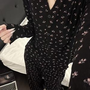 TEMU 여성용 일본식 플로럴 스위트 파자마, 2025 봄/가을 신상 프렌치 스타일 고급 라운지웨어 세트, 야외 착용 가능|잠옷|옷|파자마