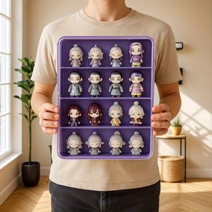 TEMU 다기능 대용량 4단 투명 패널 벽걸이 보관함, 먼지 방지 공간절약 미스터리 박스, 인형 및 피규어 전시 보관대