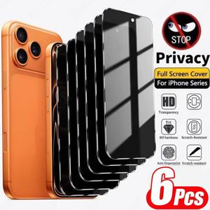TEMU 아이폰 11 12 13 17 프로 플러스 17 에어 시리즈용 6개입 프라이버시 보호필름 28° 사이드뷰 도청방지 강화유리 9H 경도 - 98% 투명도 스크래치방지 HD 클리어 터치 정확도 사무실/출퇴근용 프라이버시