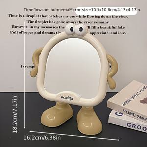 TEMU 사랑스러운 큰 눈 메이크업 거울 - 휴대용 비전기식 화장대 거울 (데스크탑용), 여학생, 십대, 대학생 방, 작업 공간, 여행에 적합 - 데스크탑, 기숙사 방 장식, 재미있는 디자인, 조절 가능한 받침대, 장식용 선물 아이디어