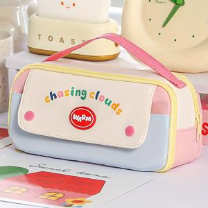 TEMU 대용량 멀티펑셔널 필통 & 정리함 - 헤비듀티 필통 메이크업 브러쉬 홀더 포함, 학교/사무용품 보관 가방, 여행용 내구성 문구함 (선물 추천)|필통