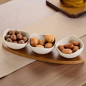 TEMU 3개/4개/5개 세트, 대나무와 나무 디자인 세라믹 스낵 그릇, 과일 그릇, 딤섬 그릇, 사탕과 견과류 보관에 적합, 거실, 식당, 가족 모임, 결혼식, 파티, 생일, 크리스마스, 할로윈에 이상적