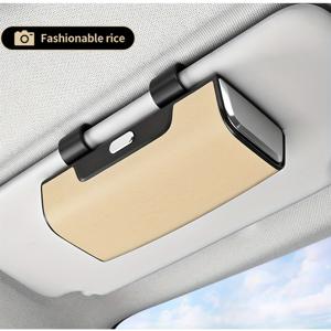 TEMU 선바이저 패션 안경 홀더, PU 가죽 선바이저 패션 안경 케이스, 안경 보호 보관함, AI 안경 보관 가능, 보관 정리함, 세단 SUV 밴 [블랙, 베이지]|선글라스|썬그라스