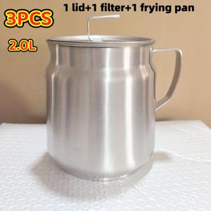 TEMU 3개/1개 뚜껑+1개 필터+1개 프라이팬 스테인리스 대용량 오일 필터. 오일 팟 - 멀티 기능 RV 야외 주방 조리 도구, 효율적인 오일 여과, 야외 정원 가정 요리, 딥 프라이어, 크리스마스 선물용