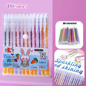 TEMU 48개 메탈릭 글리터 컬러 펜, 48개 수채화 마커. 미세한 팁으로 드로잉과 낙서에 적합, DIY 앨범, 블랙 카드, 콜라주, 공예, 세라믹, 돌, 유리에 이상적. 생일 선물, 크리스마스, 부활절, 새해 선물 또는 친구 선물로 완벽! 발렌타인데이 선물로도 훌륭합니다!