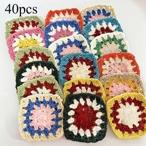 TEMU 40개 수제 크로셰 레이스 사각형 - 파스텔 & 중성톤의 크로셰 모티프, DIY, 담요, 테이블보, 커튼용 유연한 조립 - 홈 데코용 수제 크로셰 (40개 개별 사각형) - 럭셔리 텍스타일 공예