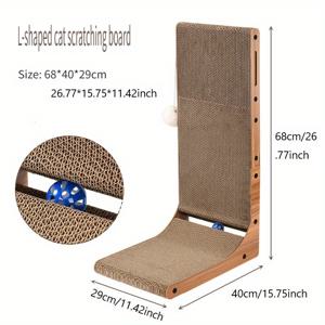 TEMU L자형 초대형 고양이 스크래칭 포스트, 벽걸이형, 내구성 좋은 골판지 고양이 장난감 (발톱 연마용)