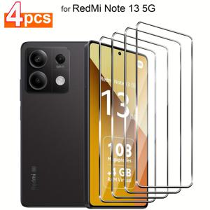 TEMU Xiaomi Redmi 13 Note 13 4G Pro 5G 13C용 강화 유리 액정 보호 필름 4매 세트 (9H 경도, 초고화질)