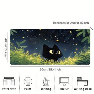 TEMU 별이 빛나는 밤과 귀여운 고양이 디자인이 있는 대형 동물 패턴 마우스 패드 - PC, 랩탑, 게임에 완벽 - 미끄럼 방지 고무 재질 - 사무실, 학습, 사랑하는 사람을 위한 선물로 적합