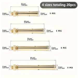 TEMU TV 거치대 및 수납 랙에 적합하며 다양한 크기의 콘크리트 및 벽돌에 사용할 수 있는 20개입 고강도 확장 볼트 세트