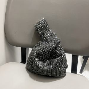 TEMU 반짝이는 라인스톤이 장식된 수제 이브닝 클러치 백, 고급스러운 행사에 완벽