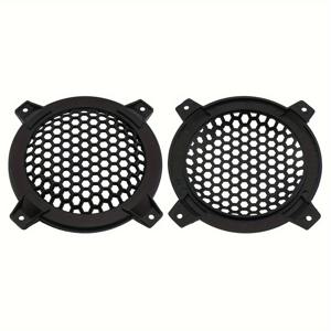 TEMU 4인치 그릴용 블랙 원형 ABS 플라스틱 메시 보호대 2개 세트, 차량 오디오 스피커 커버 및 우퍼 서브우퍼 그릴용으로 설계됨.