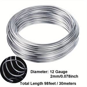 TEMU 98피트 12게이지 알루미늄 공예 와이어 - 광택 마감, 조각용 구부릴 수 있음, 아머처, DIY 화환, 비즈 & 꽃 장식용