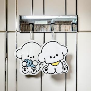 TEMU 2개 세트 만화 흰색 강아지 산호 양털 | 걸이형, 털 빠짐 없음, 강력한 흡수력, 욕실 및 주방 사용에 이상적, 강아지 애호가를 위한 완벽한 선물, 부활절 및 발렌타인데이에 적합