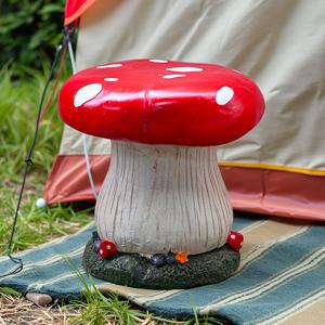 TEMU 매력적인 레진 버섯 정원 의자 - 파티오, 잔디, 발코니용 야외 장식 좌석 - 창의적인 원형 디자인과 버섯과 꽃 장식 - 러스틱 스타일 부활절 장식, 버섯 장식