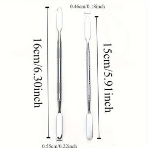 TEMU 2개 세트 스테인리스 실험실 주걱, 스테인리스 스파튤라 더블 헤드 네일 아트 스틱 교반 스틱 믹서 도구, 스테인리스 팔레트 스틱 미용 가제트, 다목적 더블 헤드 주걱