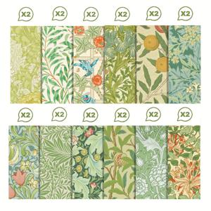 TEMU 24매 윌리엄 모리스 디자인 스크랩북 용지 양면 선물 포장 장식 공예 용지 웨딩 생일 파티 용품