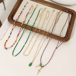 TEMU 여성용 패션 목걸이 세트 5개, 매력적인 에스닉 스타일 뱀 모양 펜던트 핸드메이드 비즈 목걸이, 휴가 여행 주얼리 액세서리