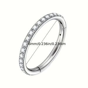 TEMU 16G 스테인리스 스틸 316 인레이 합성 지르코니아 우아한 심리스 코 뱀띠 원형 귀걸이 바디 피어싱 주얼리 1개, 여성 데일리 캐주얼 웨어, 파티, 생일 및 발렌타인데이에 적합