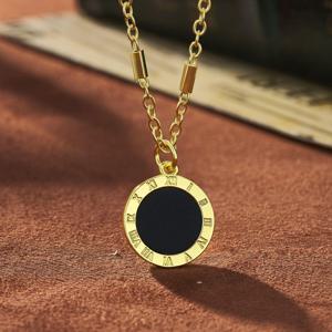 TEMU 여성용 로마 숫자 블랙 원형 펜던트 목걸이, 빈티지 및 스타일, 세련되고 다재다능한 가슴뼈 체인