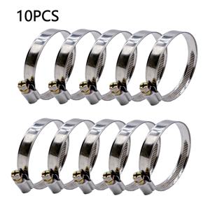 TEMU 10개입 고강도 스테인리스 스틸 호스 클램프 세트 - 10~90mm 조절 가능, 방수 및 녹 방지, 호스 및 다양한 연료 라인 고정에 적합한 나선형 테이프 호스 클램프