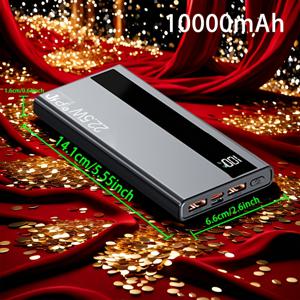 TEMU 22.5W 고속 충전 휴대용 충전기 | 10000/20000mAh USB C 입력 및 출력, PD 3.0+QC 4.0, LED 디스플레이, 아이폰 15/14/13/12 Pro, 삼성 S21, Google/Ipad 태블릿 호환, 충전식 리튬 폴리머|C타입충전기