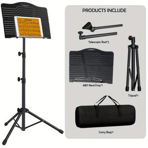 TEMU 휴대용 접이식 악보대 가방 포함, SP-1 피아노 기타 악보대 악보 스탠드, 첼로 랙 바이올린 우쿨렐레 악보대