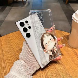 TEMU 재미있는 소녀 고급 패턴 투명한 부드러운 카드 삽입형 폰 케이스, 충격 방지 및 떨어지지 않는 보호 커버, 삼성 A54/A53/A52 (A52S와 호환 가능)/A34 (5G)/A14 (5G)/S21/S22/S23/S23+/S23U 및 S24 시리즈 A15/A35 (5G)/A55 (5G)/A25 (5G) 최신 S25 시리즈