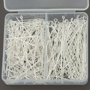 TEMU 150개입 은색 구부릴 수 있는 안전핀 세트 (30mm 100개, 50mm 50개 포함). 공예, 주얼리 제작, 헤드핀 추가, 둥근 머리 핀, 귀걸이 및 펜던트 연결 핀, 절단 가능한 비즈 바늘에 적합합니다.|은목걸이