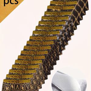 TEMU 고급스러운 블랙 & 골드 박서 쇼츠와 패셔너블한 레터링 허리 밴드가 있는 남성용 속옷 20매 세트입니다. 탄성, 편안함, 부드러움, 통기성을 제공하여 일상적인 캐주얼 복장 및 스포츠 활동에 적합합니다.