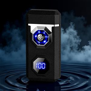 TEMU 460mAh 고출력 듀얼 아크 방풍 전자 금속 USB 충전식 배터리 디스플레이 전기 플라즈마 라이터 (LED 손전등 포함) - 충전식, 방풍, USB 전원, 휴대용 라이터, 배터리 포함|후레쉬