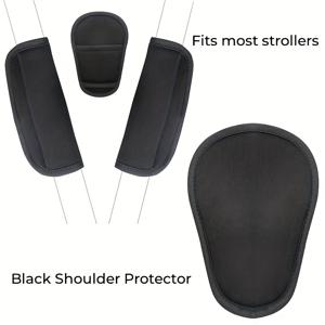 TEMU 어린이용 차량 블랙 숄더 커버 세트, 유모차 어깨 보호대, 카시트 어깨 스트랩, 베이비 선물, 가벼운 접착식
