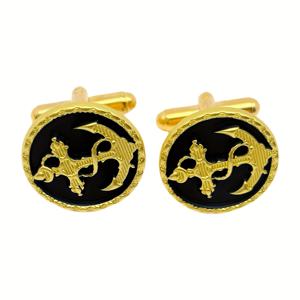 TEMU 블랙 골든 앵커 남성 메탈 셔츠 커프링크 - 우아하고 세련된 비즈니스 스타일, 연회·결혼식·기업 행사에 적합