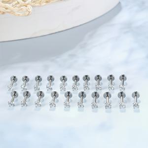 TEMU 20개 세트 16G 스테인리스 스틸 코스터드 & 립 링 - 6mm, 8mm, 10mm 반짝이는 글래머 멀티펑셔널 바디 피어싱 주얼리 세트, 메탈릭 마감, 패션 감각 있는 친구에게 완벽한 선물|피어싱
