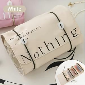 TEMU 분리형 화장품 보관이 가능한 접이식 여행용 메이크업 가방, 4-in-1 휴대용 대용량 세면도구 정리함, 여행 및 출장에 적합, 및 세면도구 가방