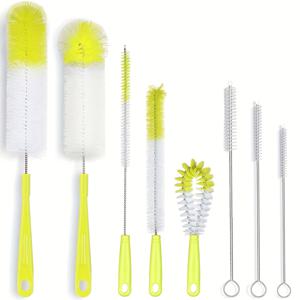 TEMU 8pcs 병 청소 브러시 세트 - 긴 손잡이 블랙 병 청소기, 슬림 와인/물/텀버스/셔커/스포츠 물병/주전자/스트로/캡 세부 청소기 청소에 적합합니다.