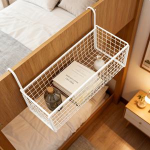 TEMU 1개 헤비듀티 스테인리스 침대옆 정리함 - 공간 절약형 오픈 그리드 디자인, 견고한 가장자리 구조, 기숙사·침실·사무실용 - 책, 전자기기, 장식품 수납 선반, 소공간 및 깔끔한 생활에 이상적, 디자인, 고품질 금속 제작, 대학생 필수 아이템, 벽걸이 침대 옆 보관함|책꽂이|수납정리함