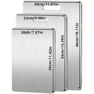 TEMU 튼튼한 도마, 100% 순수 304 스테인리스 스틸 도마 (주방용), 2025년 신형 양면 식품 등급 도마 (고기, 야채, 과일 절단용)