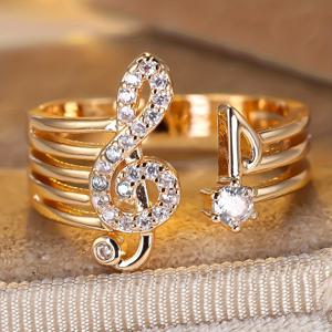 TEMU 1개 ANGOL 여성용 우아한 빈티지 도금 오픈 링 - 노트 디자인 & 합성 지르코니아, 데일리 웨어, 선물, 웨딩/주얼리용 - 사계절 스타일