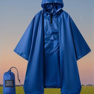 TEMU 3-in-1 멀티펑셔널 후드 레인 폰초, 1/4 지퍼, 고품질 및 가벼운 레인 재킷, 성인용 야외 활동용 포켓 포함