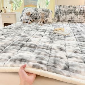 TEMU 1개, 그라데이션 버블 벨벳 매트리스, Class A 표준, 두꺼운, 따뜻하고 통기성 좋음, 빠른 가열, 피부 친화적이고 편안함, 가을 및 겨울 필수품, 정전기 방지, 세탁기 사용 가능, 부드럽고 섬세함, 이중 미끄럼 방지